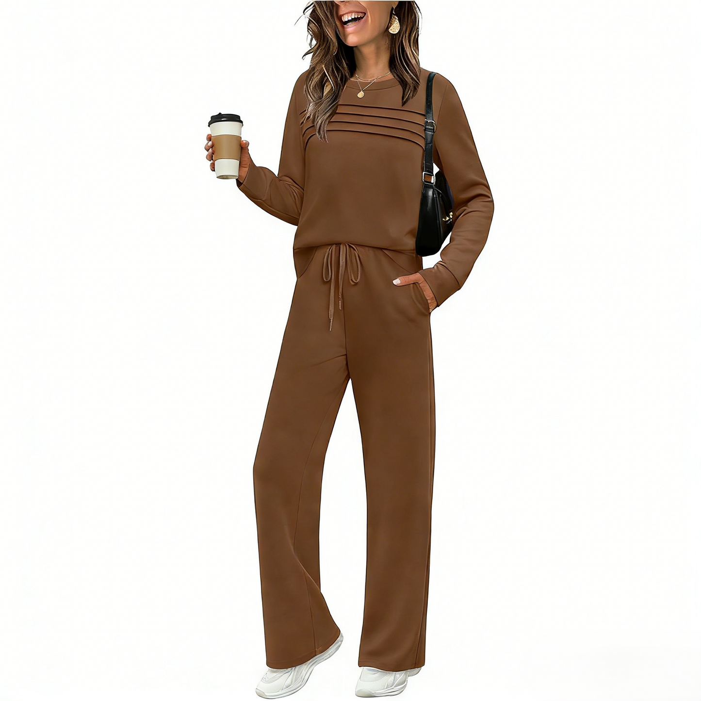 ⏳Limited-time 60% off⏰Women's Crew Neck Top & Drawstring Pants Set👚👖