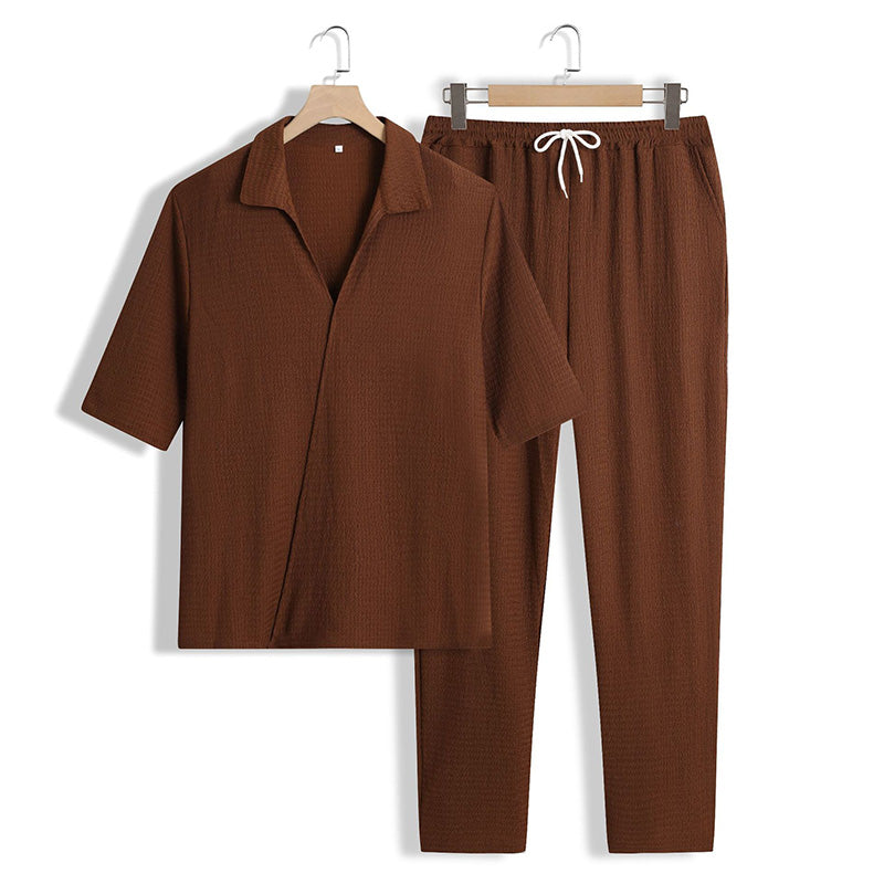 🔥New Arrival 50%OFF💥Men's 2 Piece Set - Short Sleeve V-Neck Top and Pants