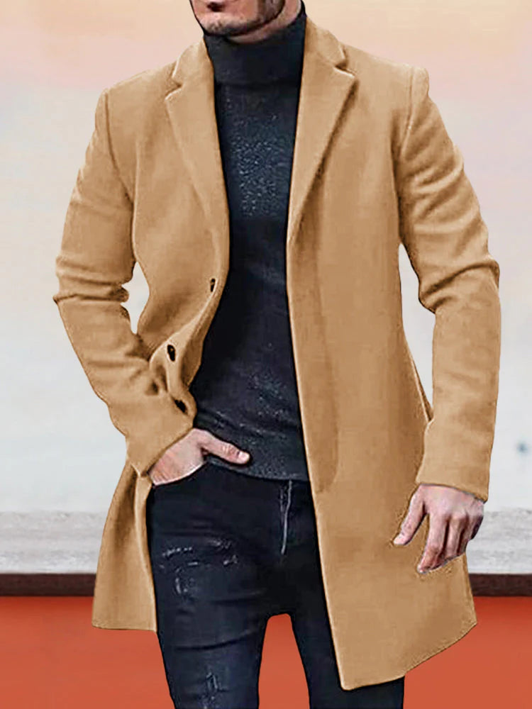 ๐ Men's Classic Single Row Buckle Solid Color Jacket - Timeless Daily Essential