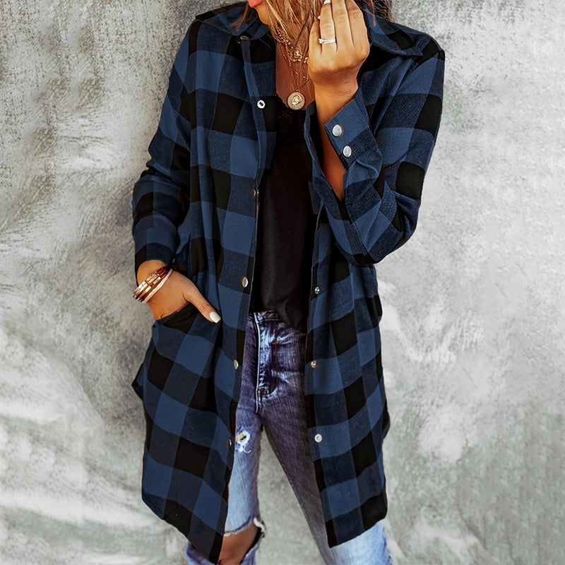 đ„New Hot Sellingđ„Womenâs Plaid Longline Shirt Jacket