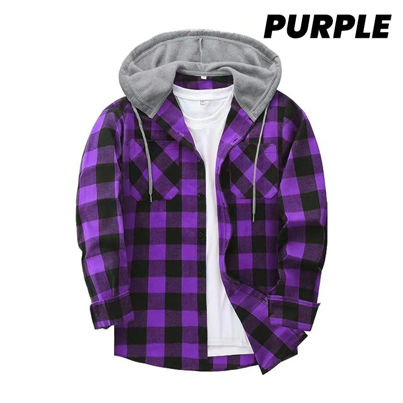 🔥2025 Hot Sale - 50% OFF🔥 Men's Versatile Hooded Plaid Flannel Shirt