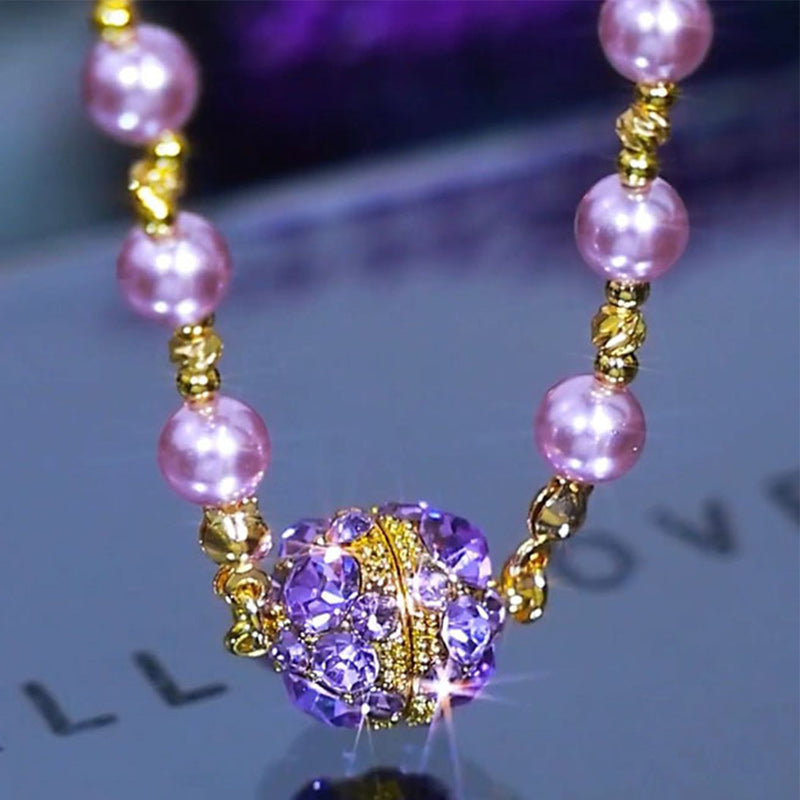 🔥Hot Sale 49% OFF🎁Elegant Imitation Pearl Necklace with Sparkling Magnetic Rhinestone Ball