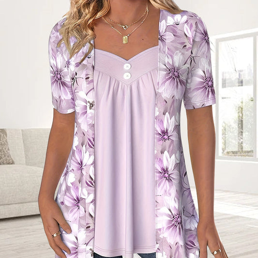 ✨Hot Sale 49% Off🌸Women's Irregular Floral Patchwork Top