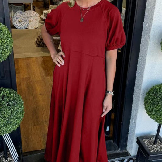 🌺2025 Hot Sale--49% OFF🌺Loose-Fit Short-Sleeve Maxi Dress with Flared Hem