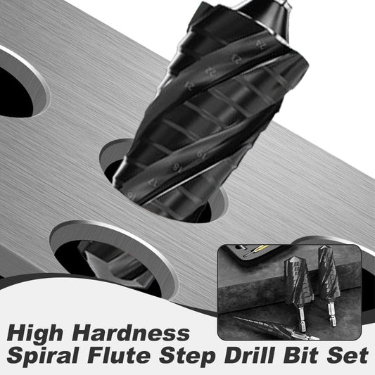 ✨🏆50% discount🏆High Hardness Spiral Flute Step Drill Bit Set✈️ Free Shipping