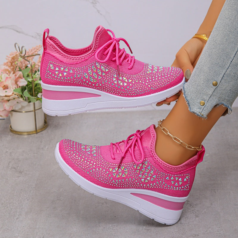 ๐ 60% OFF! ๐ Rhinestones-Embellished Breathable Mesh Sneakers โ Sparkle with Every Step, Airy Comfort & Grippy Soles โจ๐