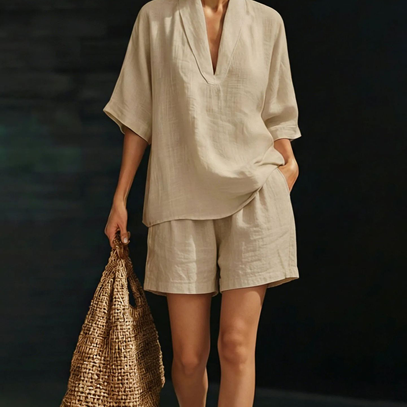 ⏳Time-Limited Special⏰Women's Casual V-Neck Top and Shorts Set