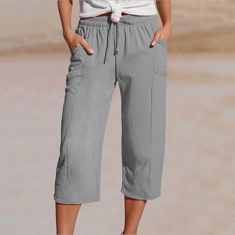 ๐ข๐ข50% off new arrivals - Women's Solid-Color Pleated Cotton - Linen Cropped Pants