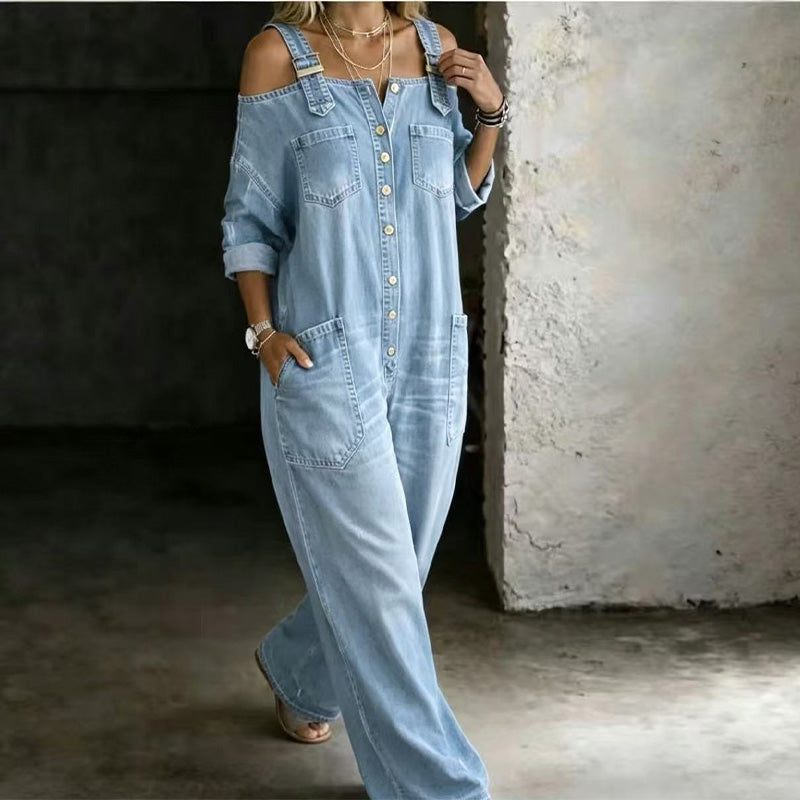 🔥Limited-time offer-Loose Fit Wide-Leg Overall Jumpsuit with Pockets✈️Free Shipping