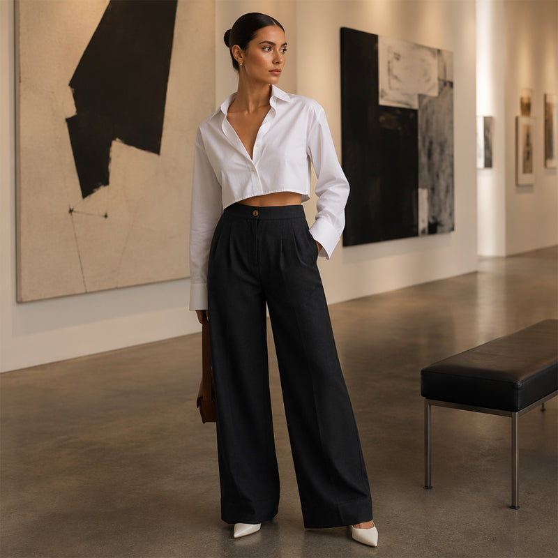 ⏳LAST DAY SALE ONLY £11.99!!🔥👖Women's Relaxed Fit Linen Blend Pants – Classic Straight Leg Trousers