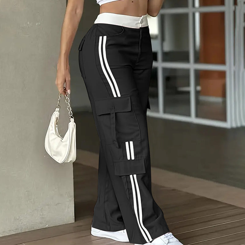 ⏰Last Day Sale 63% Off 👖 Women's Side Stripe Straight-Leg Cargo Pants
