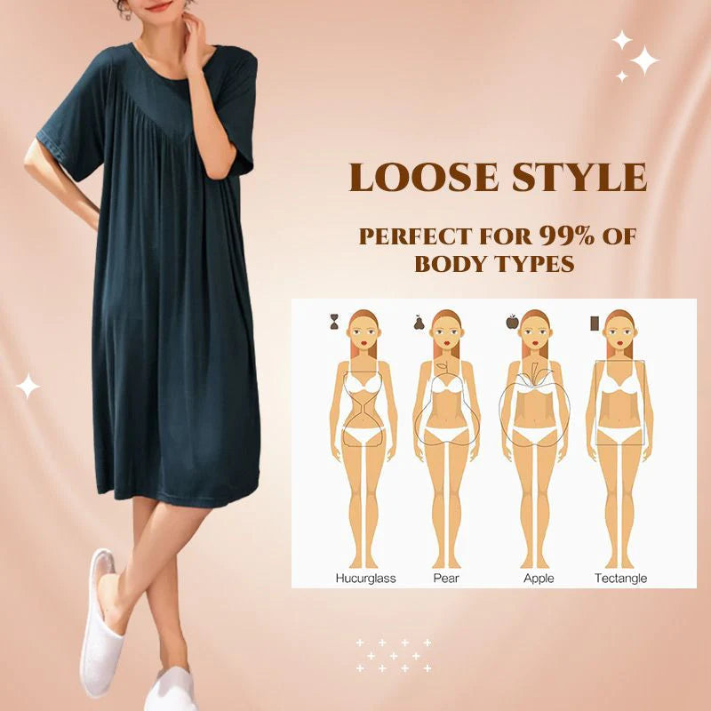 (LAST DAY 50% OFF) Super Soft Comfortable Short Sleeve Loose Pajama Dress-4