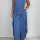 🔥2025 New arrivals - 50% OFF🌺Laney Pleated Short Sleeve Irregular Midi Top and Elastic Waist Wide Leg Pants Set✨