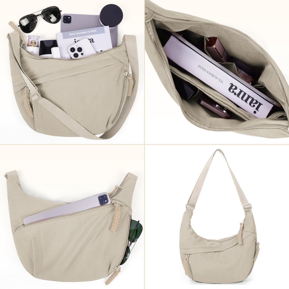 🔥Designer Direct Sales👜Women's Fashion Plain Color Nylon Crossbody Hobo Bag