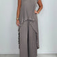 🔥2025 New arrivals - 50% OFF🌺Laney Pleated Short Sleeve Irregular Midi Top and Elastic Waist Wide Leg Pants Set✨