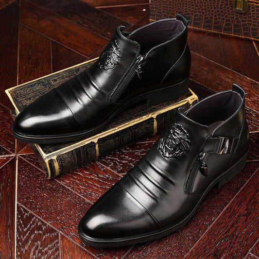 🔥Men's Embossed Ankle Boots  Dual Side Zipper Trendy Boots! 👞✈️Free Shipping