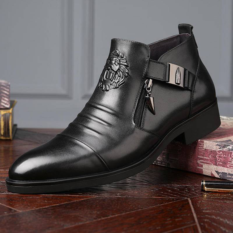 🔥Men's Embossed Ankle Boots  Dual Side Zipper Trendy Boots! 👞✈️Free Shipping