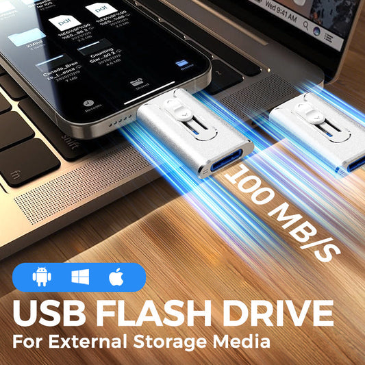 🔥 Hot Sale 50% OFF 🔥4-in-1 MFi Certified USB Flash Drive with Type-C Adapter for iPhone/Android/PC