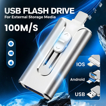 🔥 Hot Sale 50% OFF 🔥4-in-1 MFi Certified USB Flash Drive with Type-C Adapter for iPhone/Android/PC