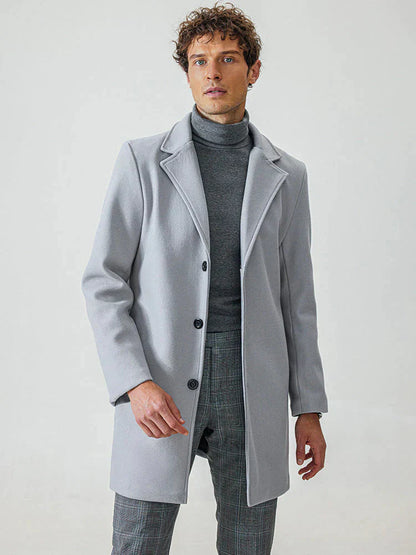 👔 Men's Classic Single Row Buckle Solid Color Jacket - Timeless Daily Essential