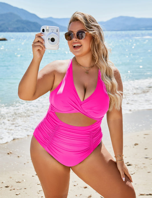 🔥Hot Sale - 49% off🔥 Women's Push-Up Tummy Control Swimsuit – V-Neck Cutout for a Flattering Look! 💖