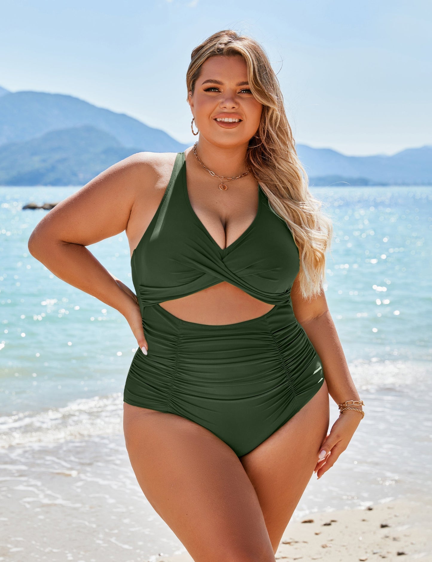 🔥Hot Sale - 49% off🔥 Women's Push-Up Tummy Control Swimsuit – V-Neck Cutout for a Flattering Look! 💖
