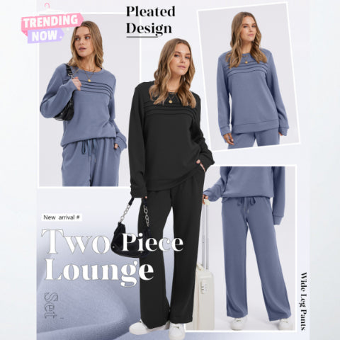 ⏳Limited-time 60% off⏰Women's Crew Neck Top & Drawstring Pants Set👚👖