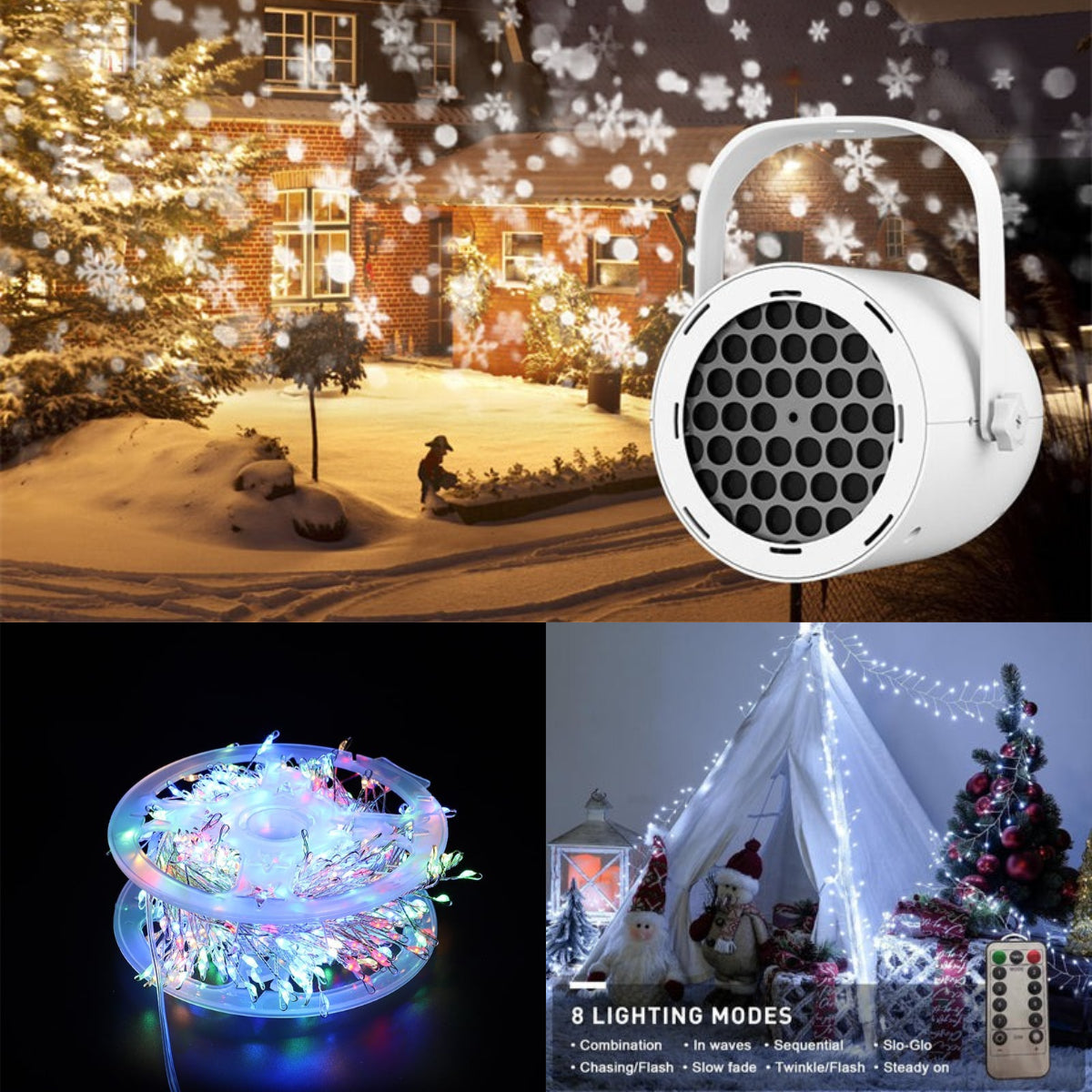 🎅Christmas Hot Sale🎁16-Pattern USB Christmas Projector Light