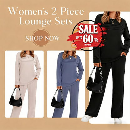⏳Limited-time 60% off⏰Women's Crew Neck Top & Drawstring Pants Set👚👖