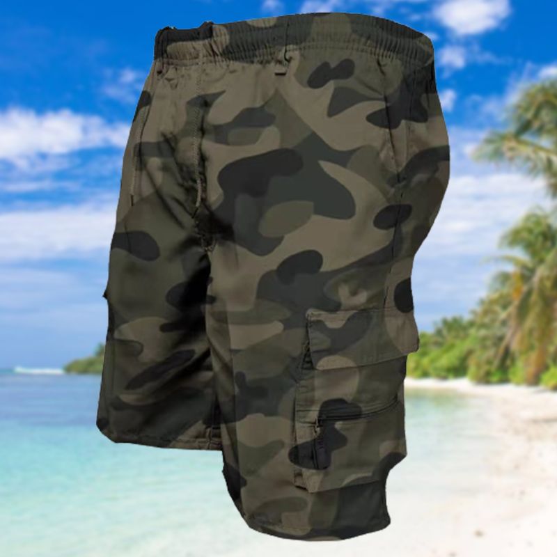 Men's Zipper Pockets Hiking Athletic Running Shorts