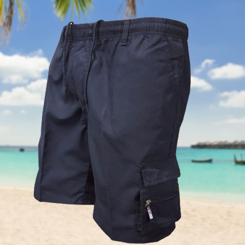 Men's Zipper Pockets Hiking Athletic Running Shorts
