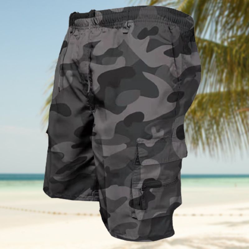 Men's Zipper Pockets Hiking Athletic Running Shorts