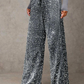 🎄🎁Christmas Sale 50% OFF🥰Women's Sequin Sparkle Wide Leg Pants with Elastic Waistband