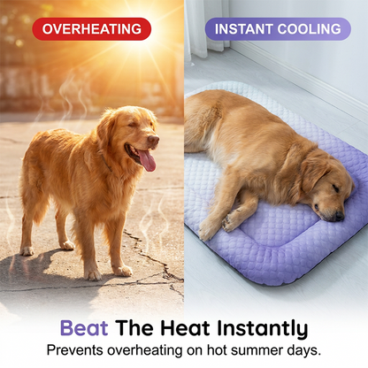 💖❄️Pet Cooling Mat for Dogs & Cats 🐾 Naturally Cool Ice-Silk Pad • Breathable, Washable & Soft 🐶🐱