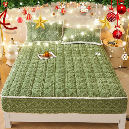 🛏️ 50% OFF! 🎁 WARM FITTED BED SHEET - Brushed Flannel & Deep Pocket (Up to 40cm), Non-Slip Corners for All-Season Comfort❄️🛌