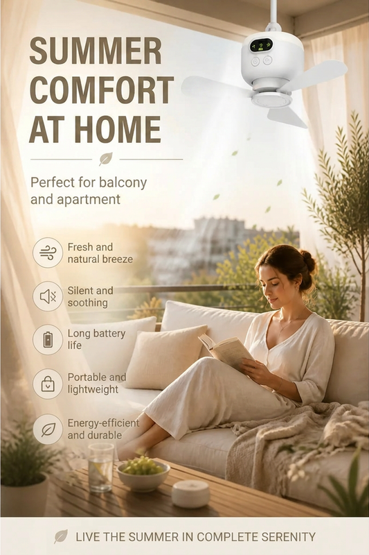 ⏳🔥LIMITED-TIME 50% OFF! 🌬️ Rechargeable Ceiling Fan with LED Light – Cool & Bright Anywhere ✨