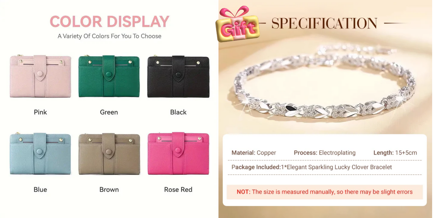 🔥Exclusive 2025 Luxury Sale✨Women's Premium RFID Leather Bifold Wallet(🩷Special Gift🩷Free)