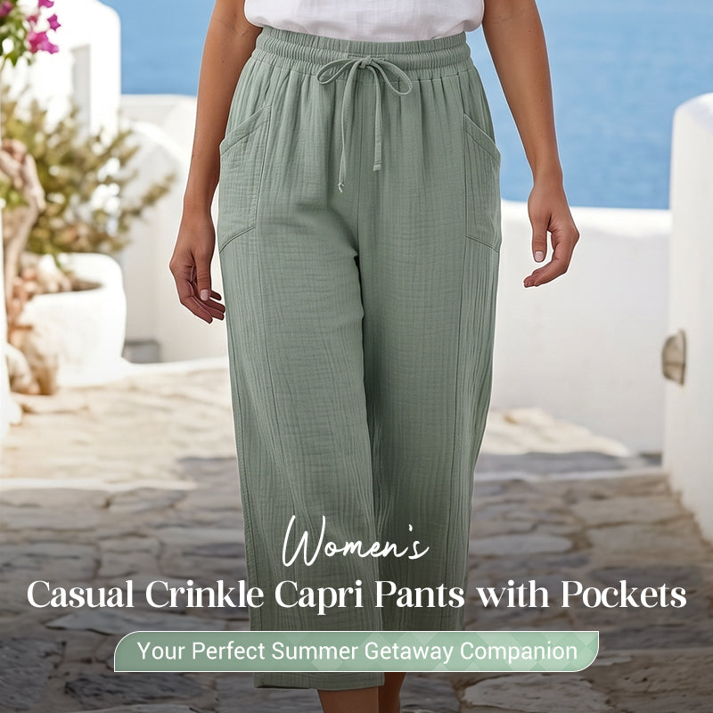📢📢50% off new arrivals - Women's Solid-Color Pleated Cotton - Linen Cropped Pants