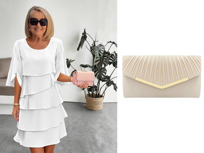 🎁 50% OFF! Women's Elegant Layered Ruffle Sleeve Dress – Effortless Style for Every Occasion 💃
