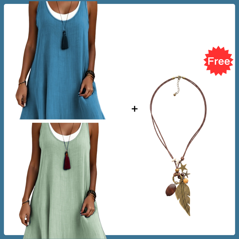Women's Sleeveless Fake 2-Piece Dress