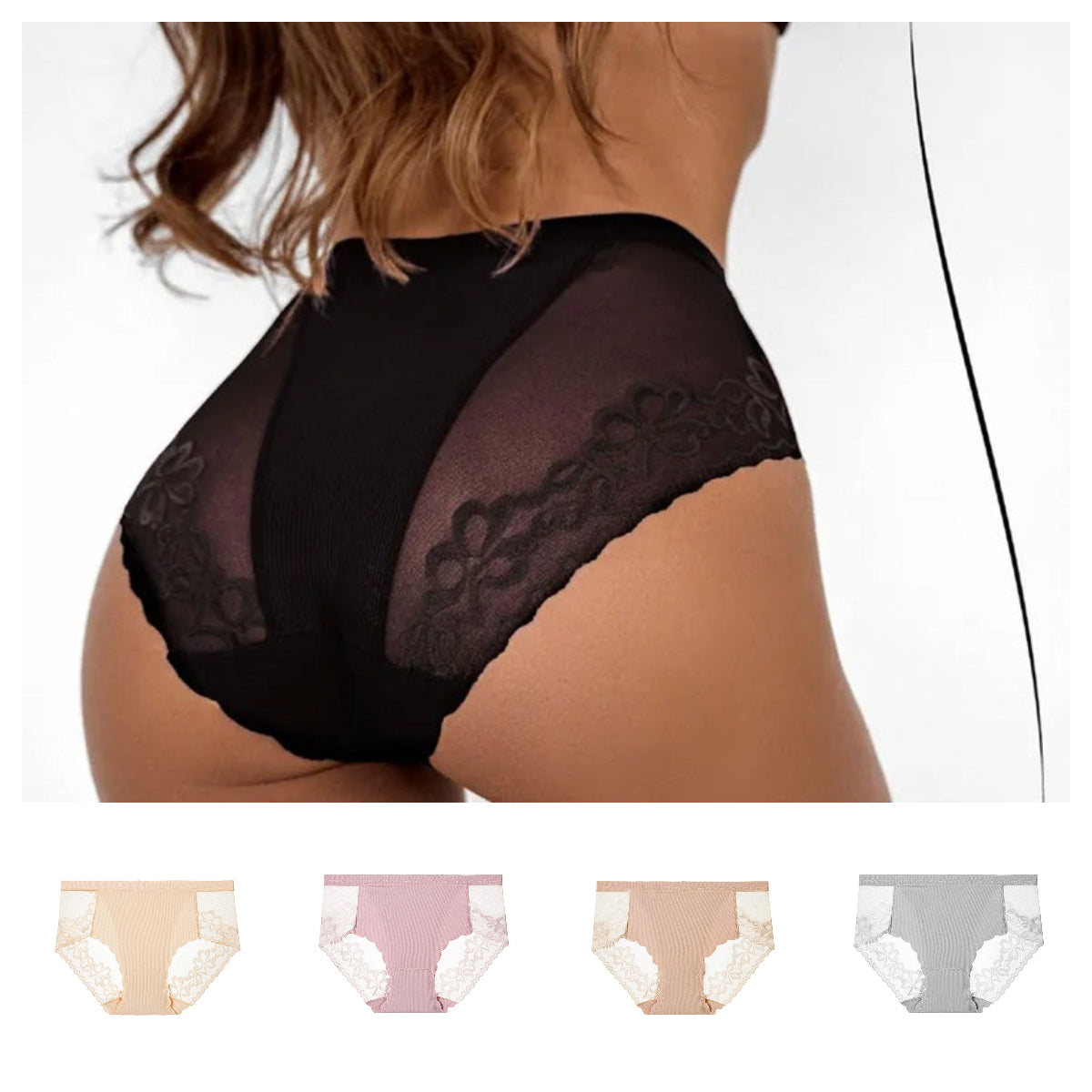 💥Buy 3 get 2 free💕Women’s Sexy Floral Lace Mesh Briefs