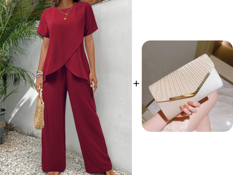 ⏰🔥LIMITED TIME 50% OFF! 💃 Women’s Casual Asymmetrical Top & Wide-Leg Pants Outfit – Flowy, Comfortable & Effortlessly Chic ✨🌿