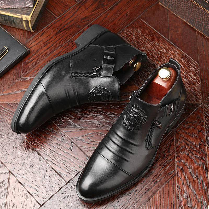 🔥Men's Embossed Ankle Boots  Dual Side Zipper Trendy Boots! 👞✈️Free Shipping