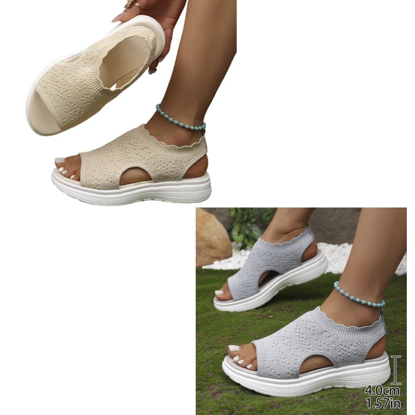 👡 Breathable knitted platform sandals for women – lightweight & comfortable