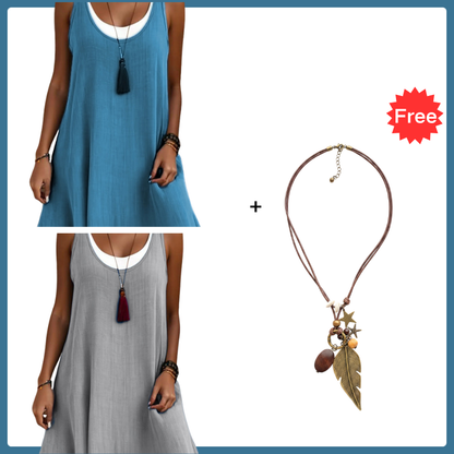 Women's Sleeveless Fake 2-Piece Dress