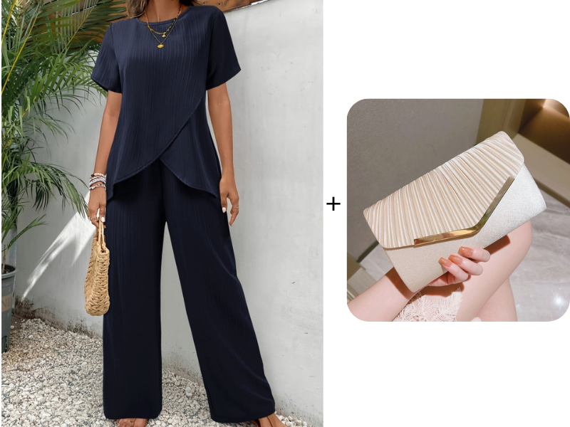 ⏰🔥LIMITED TIME 50% OFF! 💃 Women’s Casual Asymmetrical Top & Wide-Leg Pants Outfit – Flowy, Comfortable & Effortlessly Chic ✨🌿
