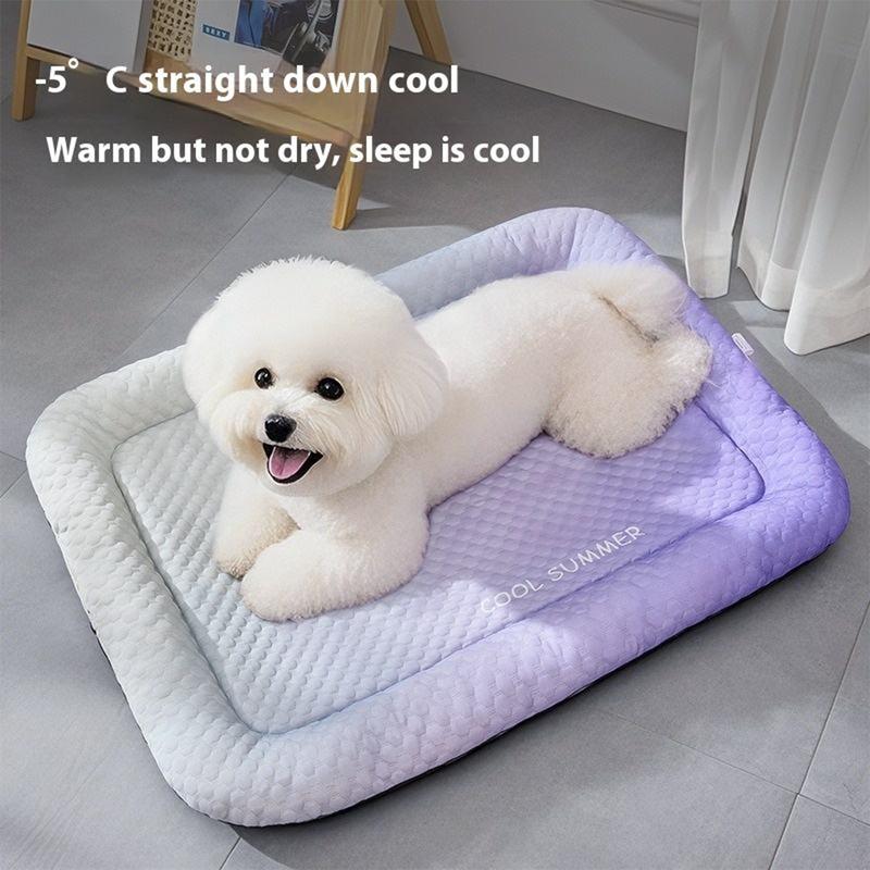💖❄️Pet Cooling Mat for Dogs & Cats 🐾 Naturally Cool Ice-Silk Pad • Breathable, Washable & Soft 🐶🐱