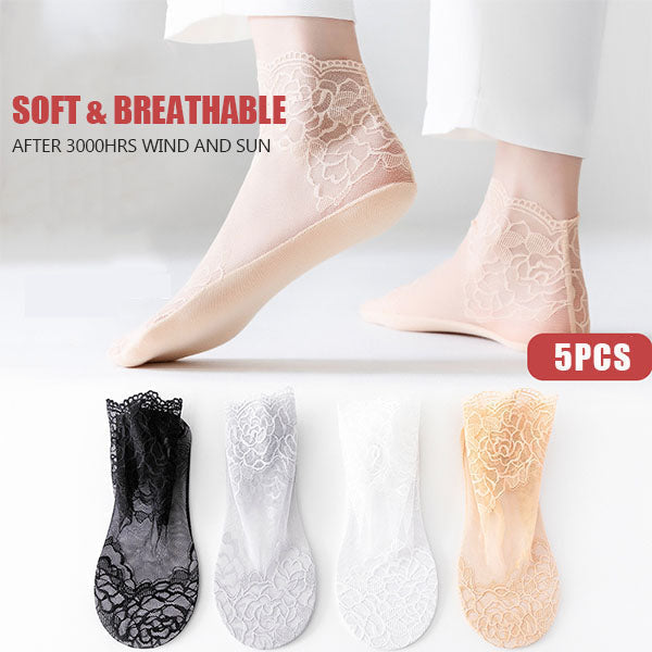 Ladies Fashion Lace Socks(5 pairs)-10