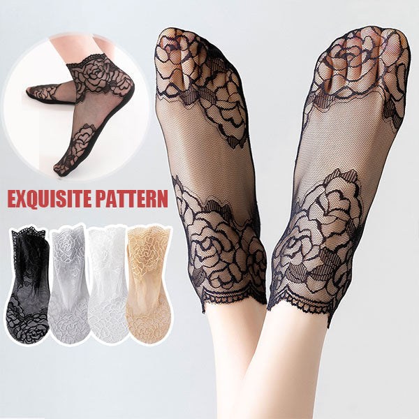 Ladies Fashion Lace Socks(5 pairs)-3