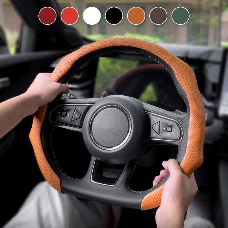 🏆 50K+ SOLD! – Almost Gone💥-✨ Nappa Leather car steering wheel cover